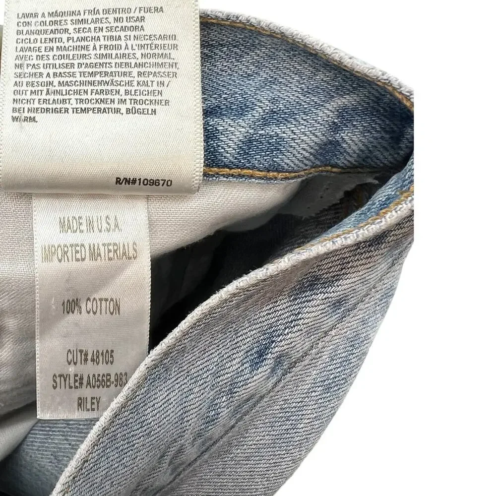 Agolde Riley High Rise Straight Crop Jeans Denim‎ Shatter Wash Blue Size 27